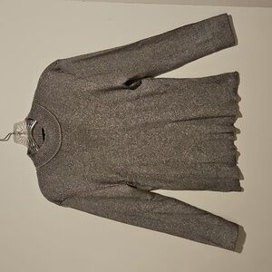 Raffaella Gray Silver Metallic Thread Long Sleeve Crew Neck Top Women’s XL